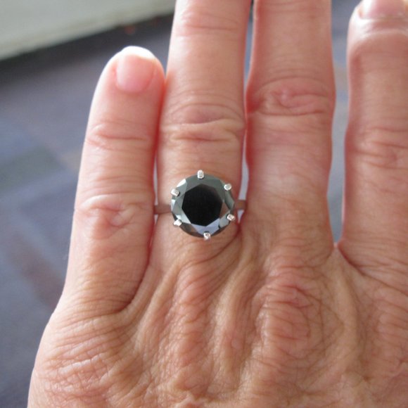 5.0ct 100% Natural Black Diamond Ring, All Sizes Free Diamond Tester,Certificate - Picture 6 of 15